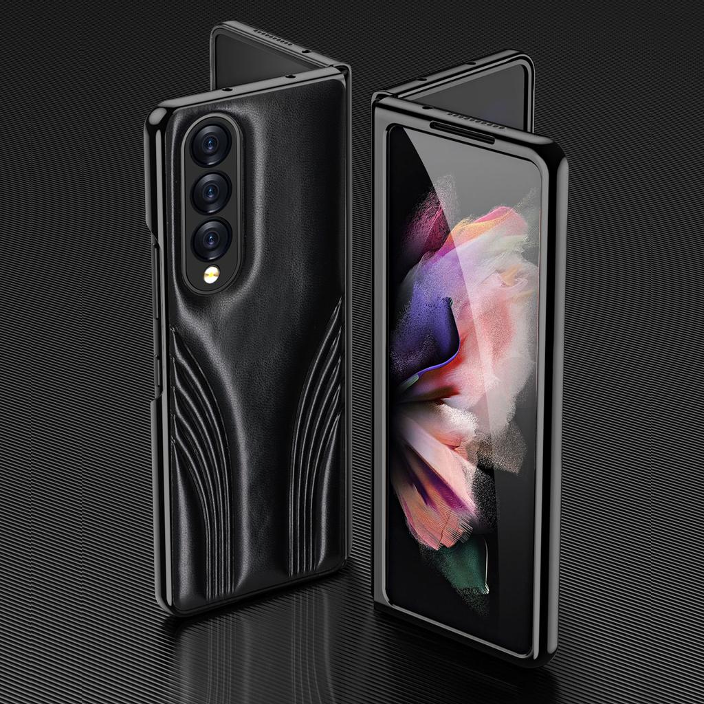 Легкий кожаный складной чехол для Samsung Galaxy Z Fold 4 Fold4 Fold 3 2 Fold3 Fold2 5g, передняя пленка из закаленного стекла Funda