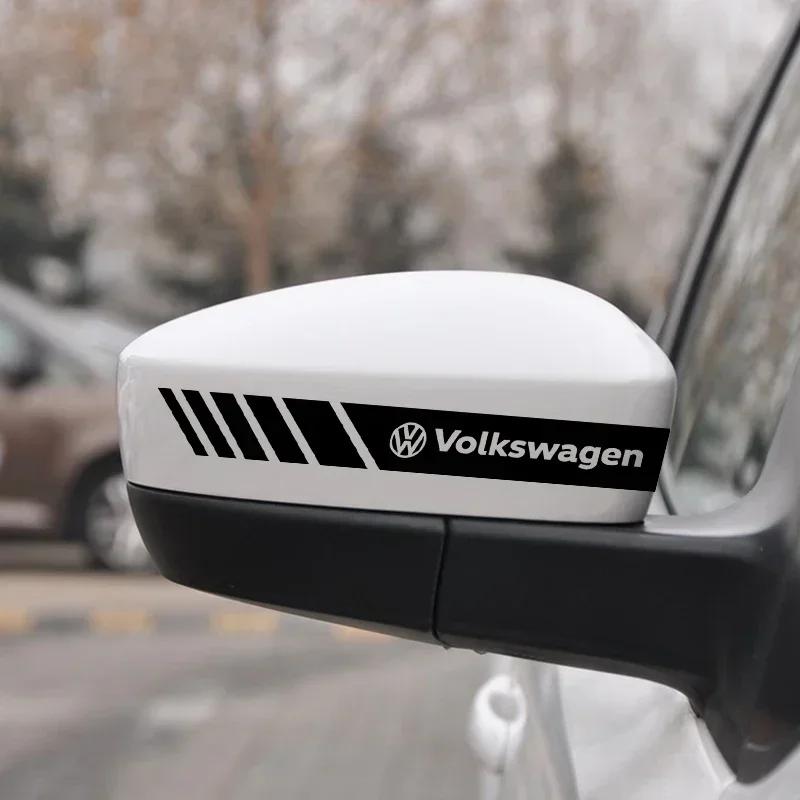 B6 2025 Горячие Для Volkswagen 2 шт. Автомобильные ПВХ Полосы Гоночные Полосы Наклейки на Зеркало Заднего Вида Для Volkswagen Golf-7 4 5 6 CC T-ROC Shar