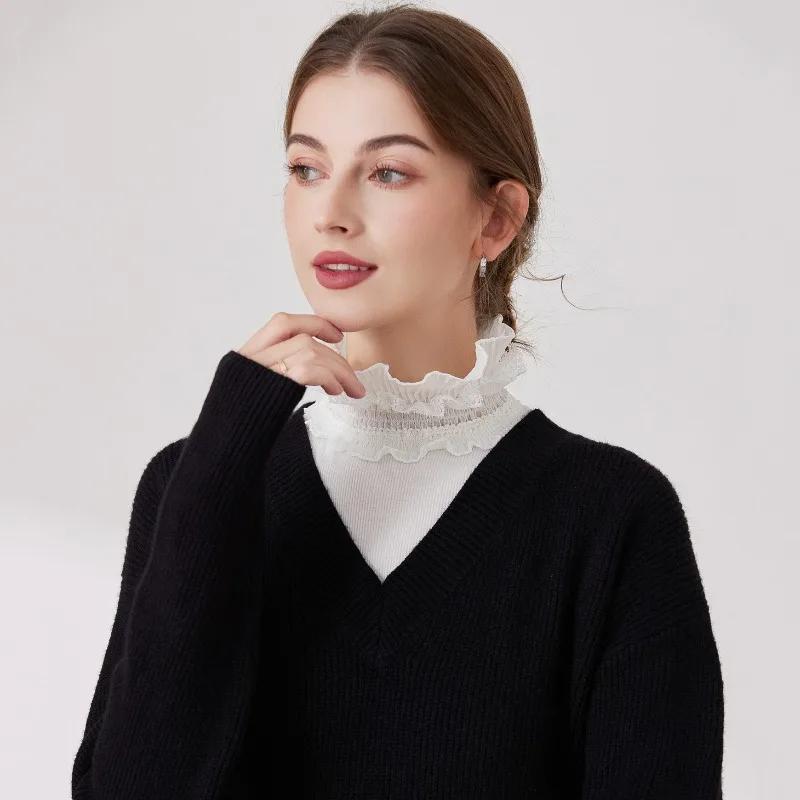 Ruffles Detachable Shirt Collar Accessory Women Decorative Neckwear Sweater Hoodie Fake False Collars