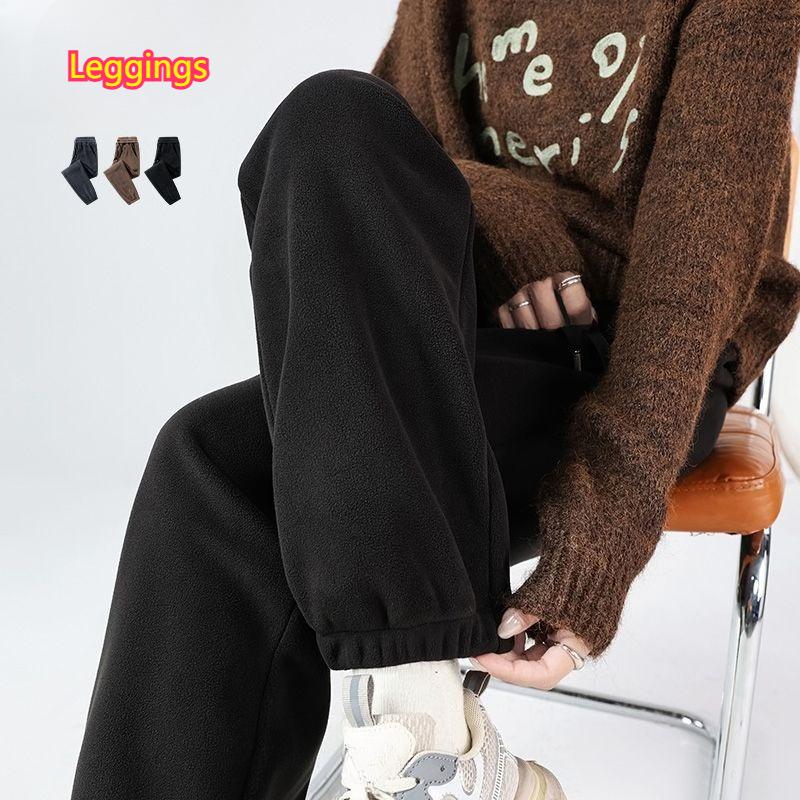 Флисовые спортивные штаны Женские штаны Однотонные Свободные Осенне-зимние Плюс бархатные Теплые Спортивные брюки Повседневные