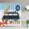 Surf Van Shower Curtain, Waterproof Fabric with Tropical Design for Fun Beach-Themed Bathroom Decor, Adds Coastal Vibes
