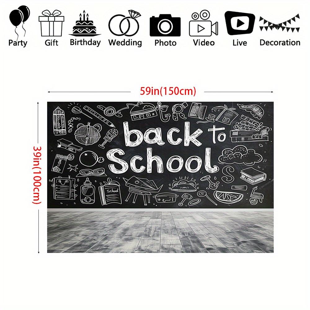 Back to School Blackboard Photo Background Party Wedding Birthday Live and Decorative Use Black and White Retro Design