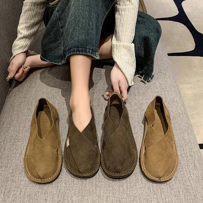 Летние женские сандалии-рыбаки из мягкой кожи с круглым носком без застежки, в ретро-стиле, доступны большие размеры