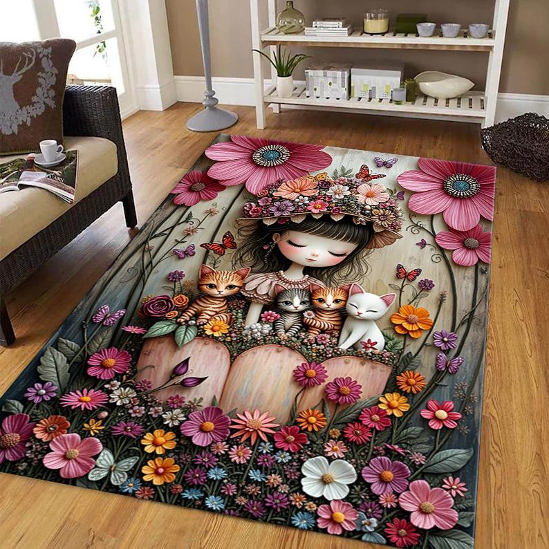 Ковер с принтом для гостиной, спальни, журнального столика, дивана, ковер, устойчивый к грязи и простой в уходе напольный коврик