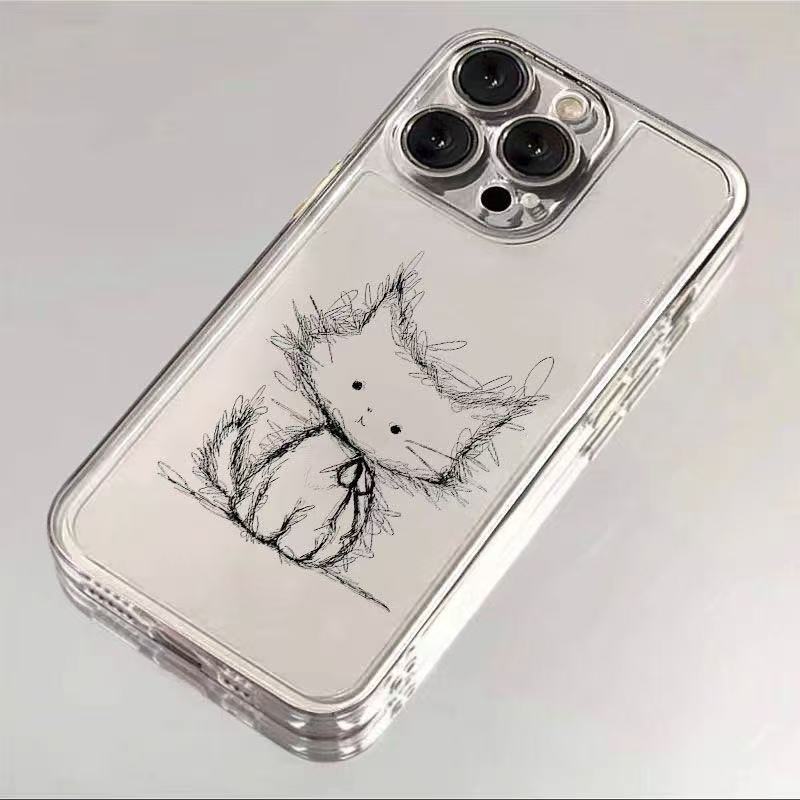 Милый рисунок пары кот и щенок Чехол для телефона Для iPhone Air 17 16 15 14 Plus 13 12 Mini 11 Pro Max 16E X XS XR Мягкий чехол из ТПУ