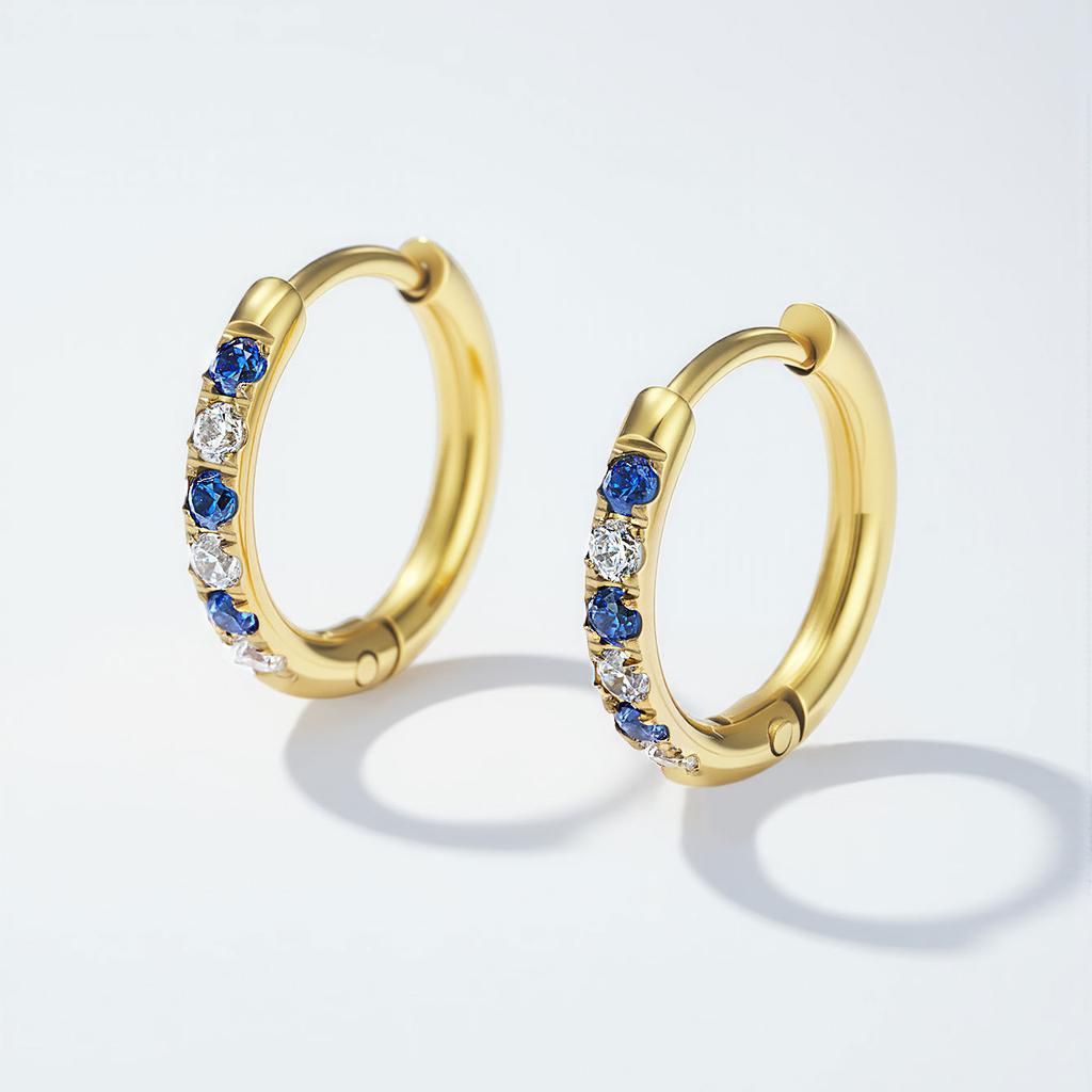 Fashion Simple Light Luxury Stainless Steel Hoop Earrings Daily Inlaid Shining Zircon Embellished Golden Ring