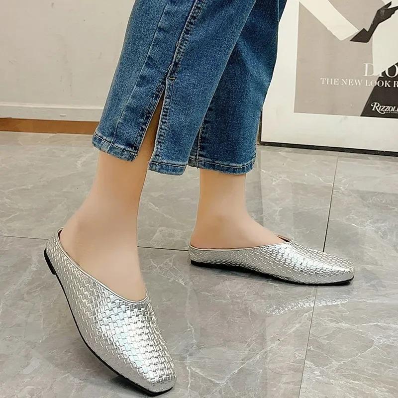 Тканые полутапочки Баотоу женские летние верхние одежды темперамент мода с кончиком педали