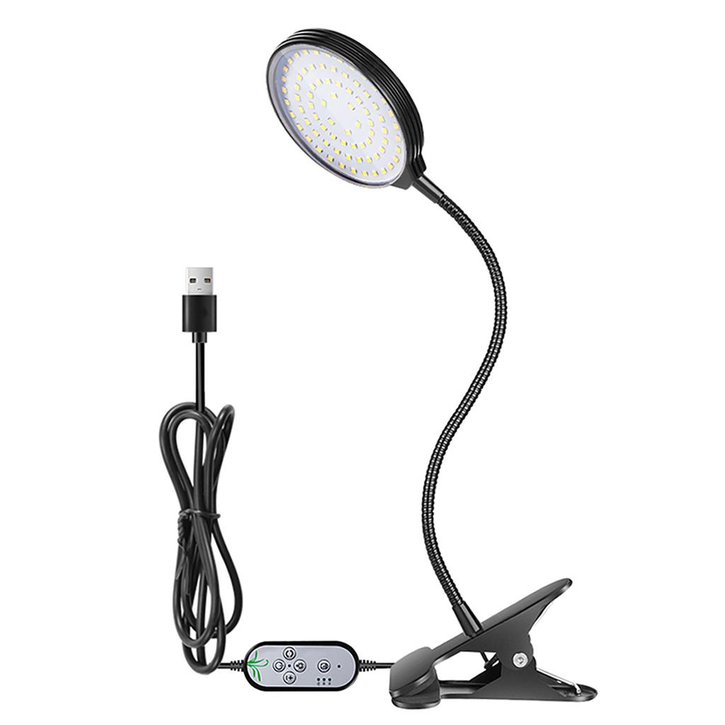 USB Лампа для выращивания растений 78 светодиодов Солнечный свет Полный спектр Регулируемая Настольная лампа с зажимом для выращивания комнатных растений 5 уровней яркости