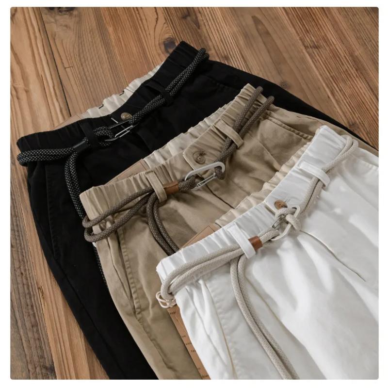 Брюки-карго в японском стиле, модная уличная одежда, мужские брюки, мешковатые брюки с эластичной резинкой на талии и поясом, молодежные новые модные мужские брюки