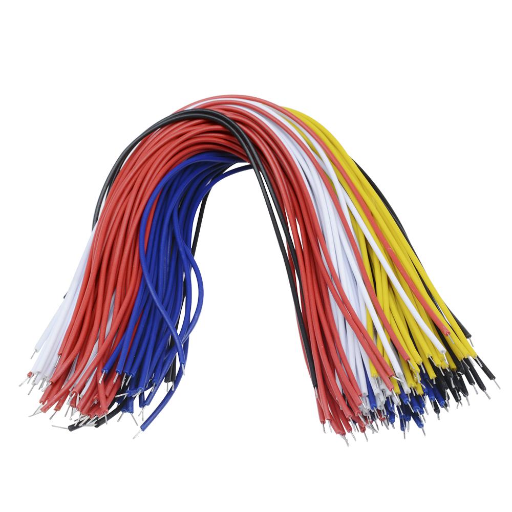 100PCS 26AWG Double Head PCB Solder Cable 26AWG Fly Jumper Wire Cable Tin Conductor 5 Color Tinned Copper Wire
