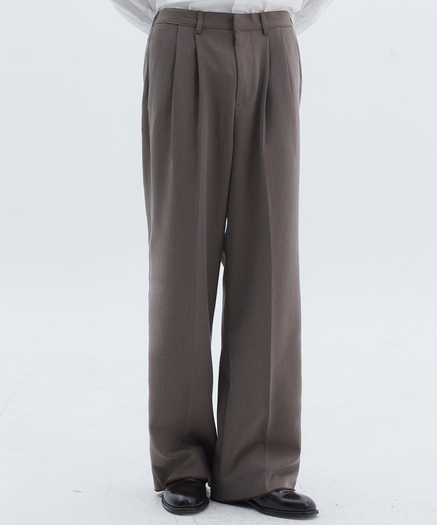 TRIP LE SENS Light Double-Pleated Wide Slacks _Pure Gray
