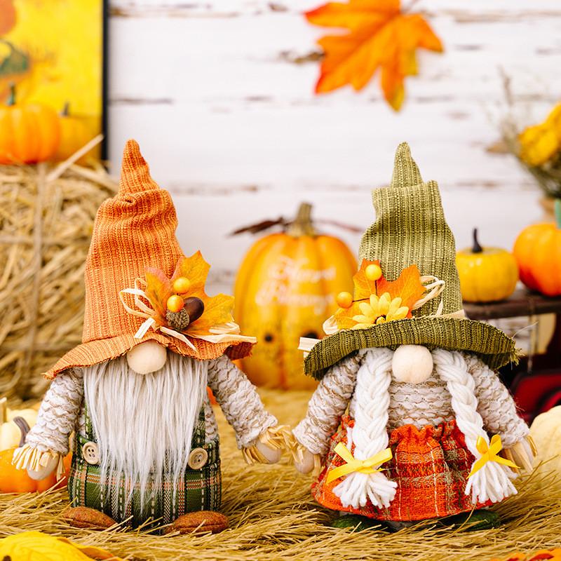 Delightful Thanksgiving Gnome Doll With Leaf Hat For Stylish Autumn Decoration Home