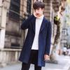 Men's Trench Coat Lapel Long Sleeve Solid Color Single Breasted Coat Men's British Style Mid Length Coat