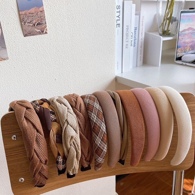 Новые корейские женские широкие ленты для волос, головной убор, винтажный простой обруч для волос с принтом, резинки для волос, аксессуары для волос для девочек, головные уборы