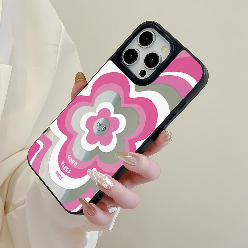 Mirror Phone Case for iPhone 15 11 13 14 for 15 16 Pro Max 12 13 16 Pro Cloud Flower and Animal Cute Style Phone Case