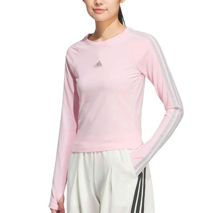 adidas Женская футболка с длинным рукавом и круглым вырезом с тремя полосками KS0029