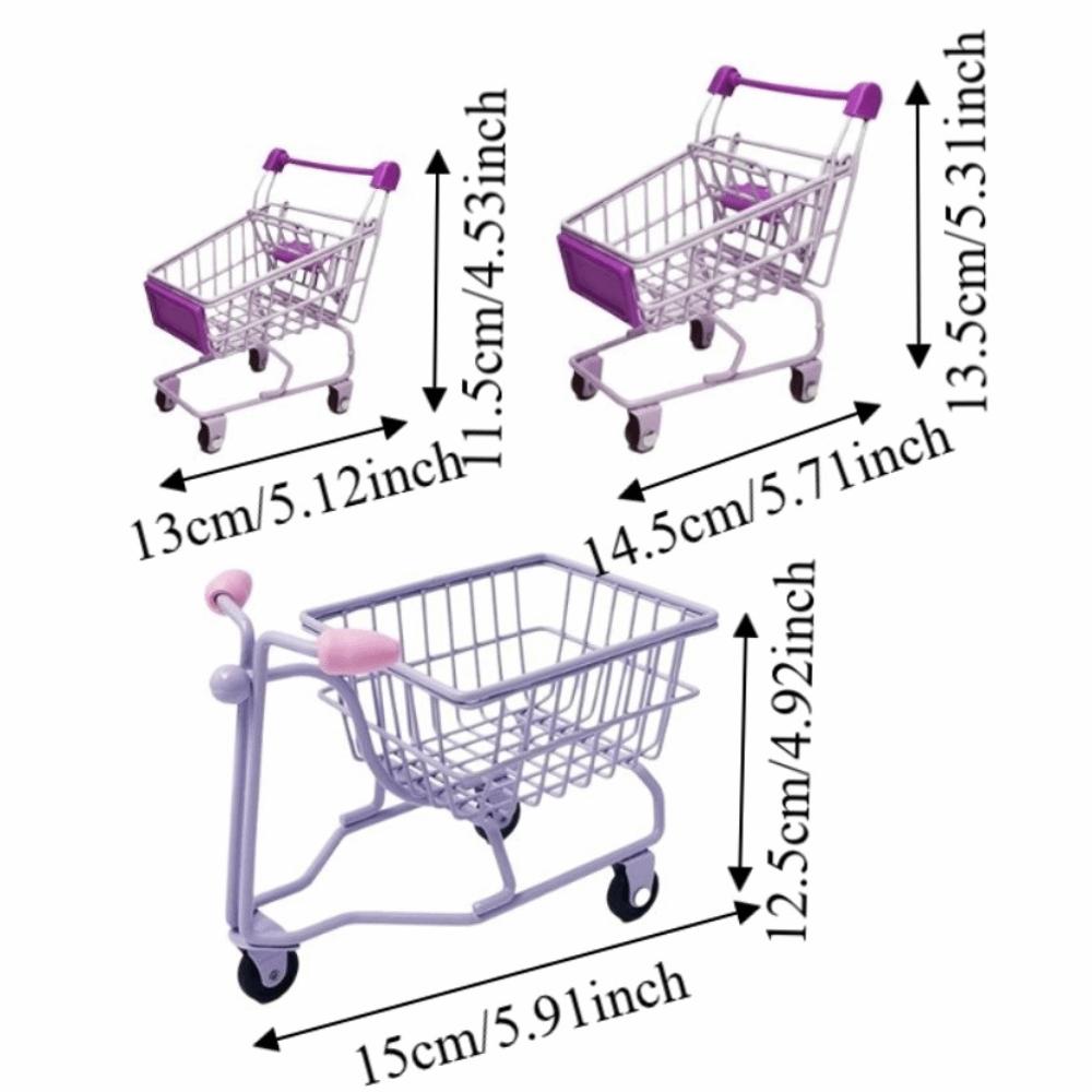Metal Shopping Cart Storage Model Desktop Stationery Holder Creative Toy Trolley Container Office