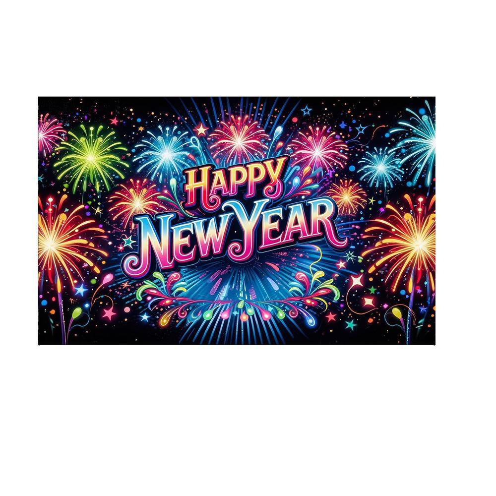 Black Gold 2026 New Year Backdrops Polyester Night Glittering Party Background Colorful Balloon Champagne Photo Background