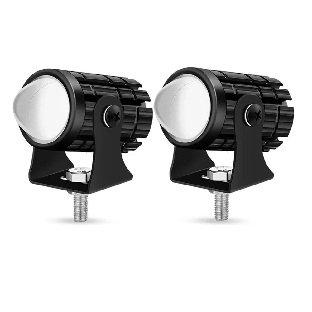 Светодиодная фара для мотоцикла, аксессуары для мотоцикла, противотуманные фары, мини-проектор, фара для дальнего света, линза для скутера ATV, двухцветная, 12 В