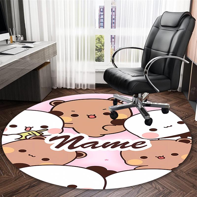 Customizable Yier BuBu Bear1 Round Non-Slip Carpet - Ideal for Garden, Picnic, Office, Perfect for Decoration, Suitable For All Seasons