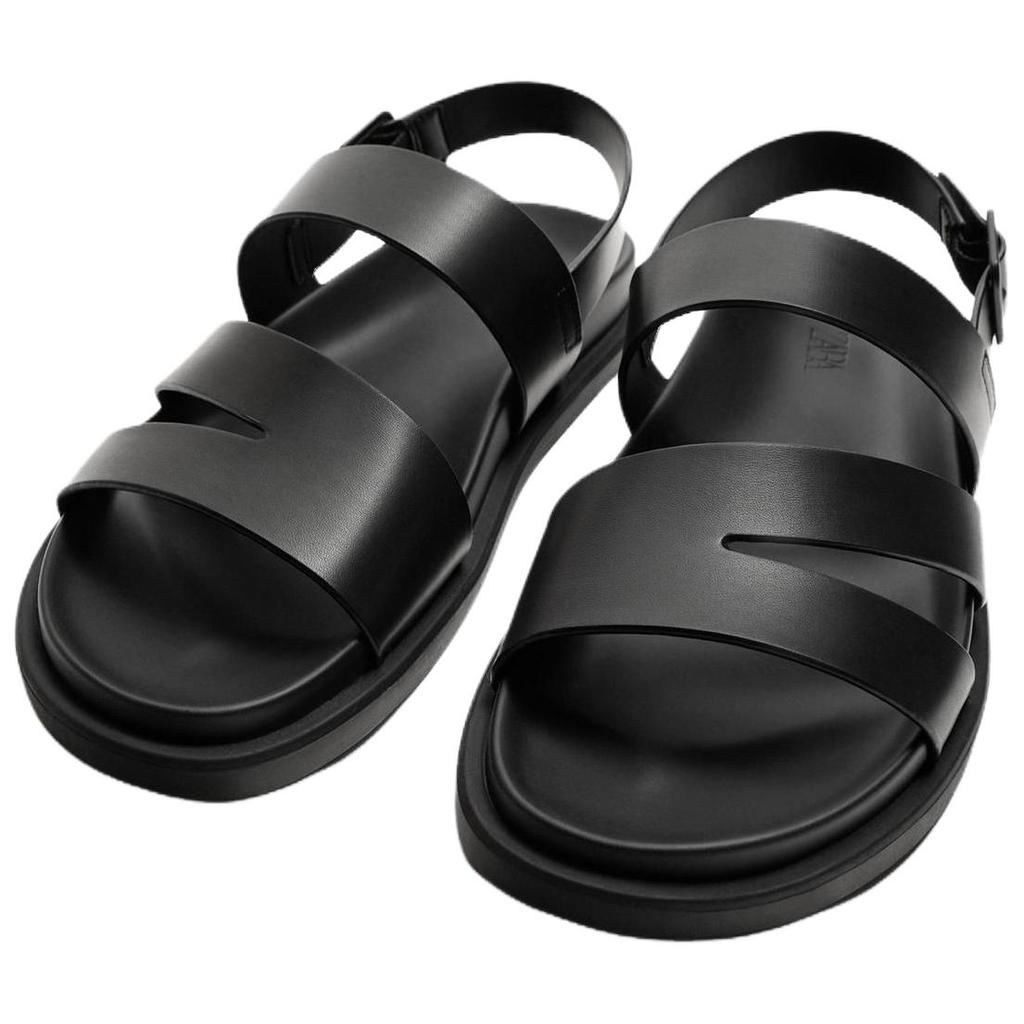 Zara Pu Comfortable Casual Versatile One Strap Sandals Men Sandals Black 2708620800