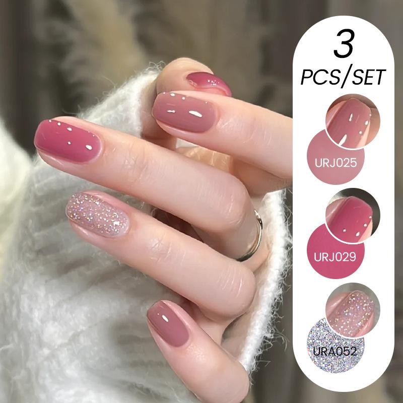 Nail Art Ice Прозрачный набор из 3-х лаков для ногтей, популярный прозрачный клей для лака для ногтей Nude Whitening Powder