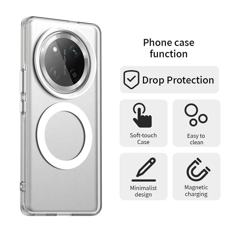 Чехол для Honor Magic 7 Lite Чехол для Huawei Honor Magic 7 Lite Capas New Back Wireless Charging Roundular Magnetic Matte Clear Fundas