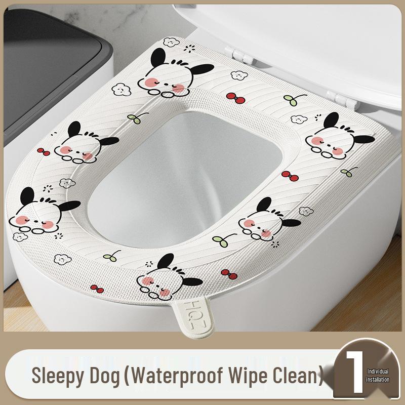 Водонепроницаемая подушка для сиденья унитаза на все сезоны с крышкой и чехлом с утолщенным узором