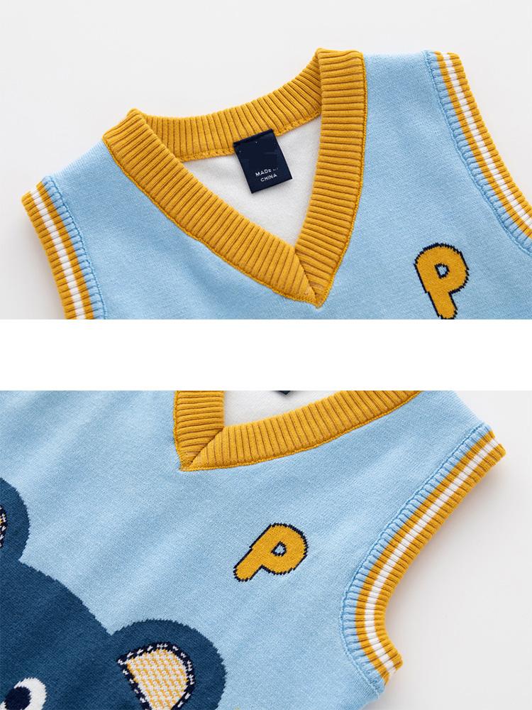 Осенне-зимний детский теплый жилет для мальчиков, милый вязаный жилет с медведем, детские 1-6 лет, детская утепленная теплая верхняя одежда для детей, свитер