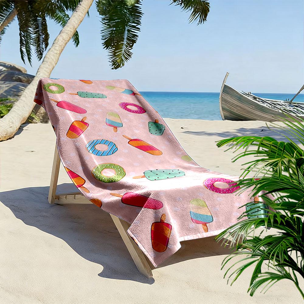Ice Cream and Donut Pattern A must-have beach towel for beach travel