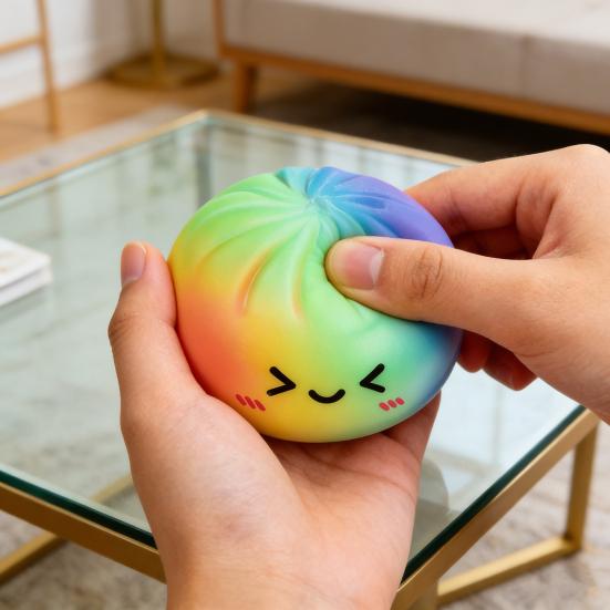 Разноцветная булочка на пару Игрушка-сквиш Милая Медленно поднимающаяся Игрушка-антистресс для снятия напряжения Мягкая Нелипкая Гаджет для снятия стресса для Детей Взрослых