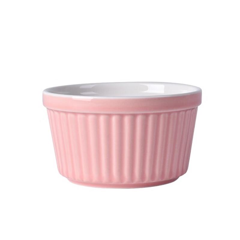 Orange Striped Ceramic Souffle Baking Bowls, Set of 4