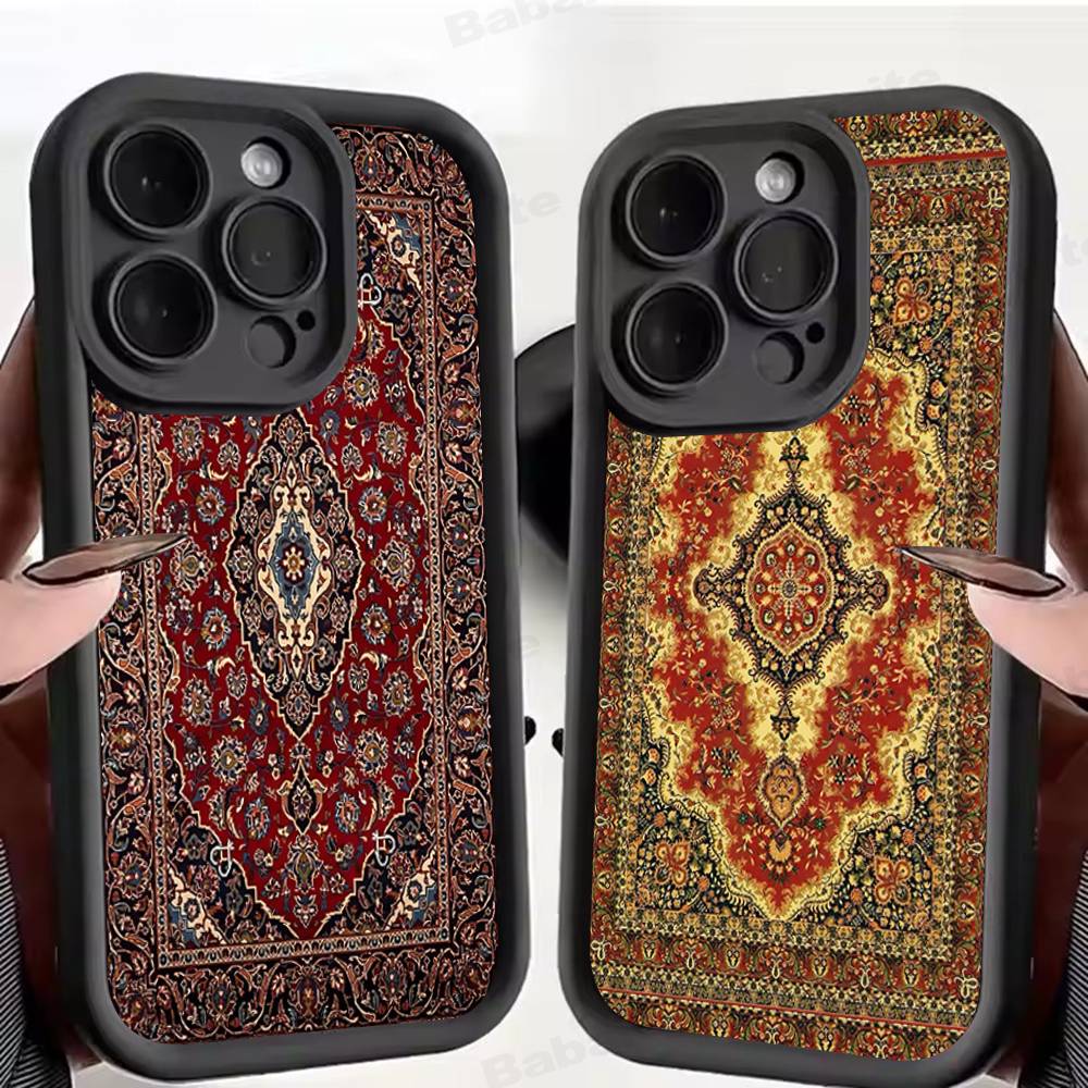 Чехол для телефона с цветочным узором в стиле персидского ковра для IPhone 17 16 15 14 Plus 13 12 11 Pro Max Air Мягкая силиконовая крышка