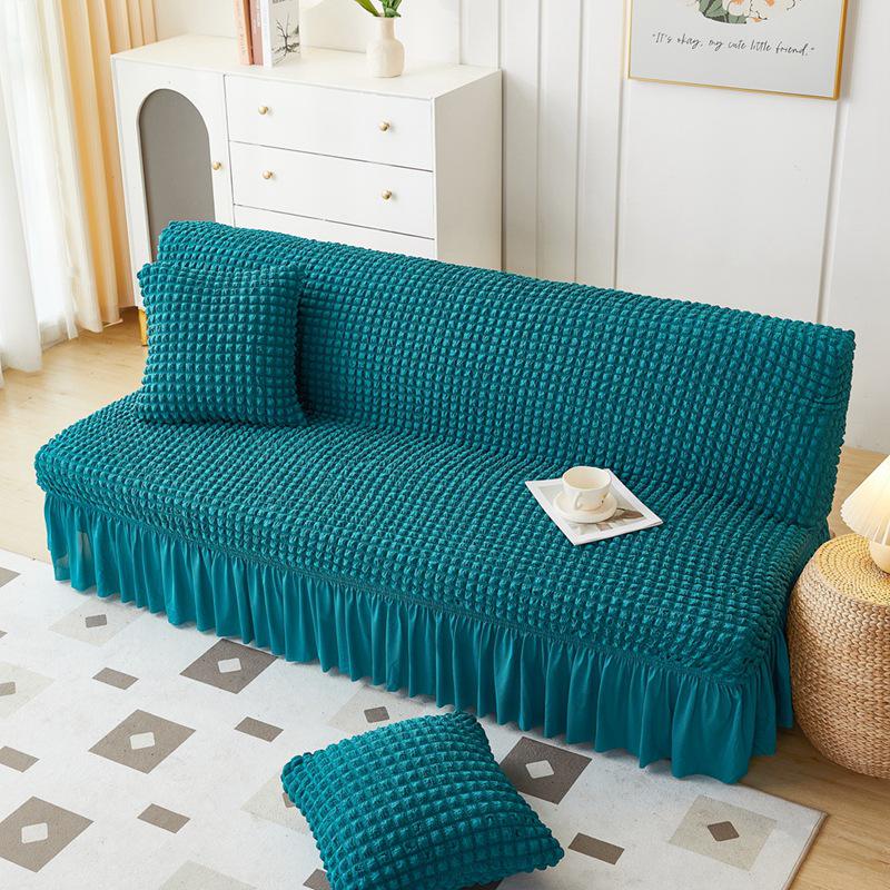 Чехол для дивана-кровати из однотонной ткани Seersucker, без подлокотников