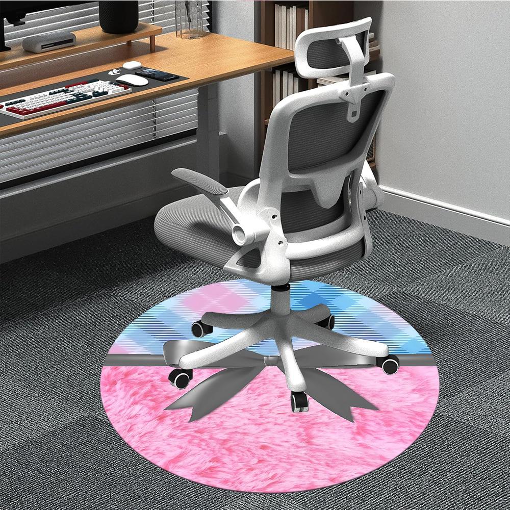 1pc Fuzzy BowChair Carpet for Office, Indoor Non-Slip Washable Polyester Fiber Carpet, Mat For Office, Machine Washable