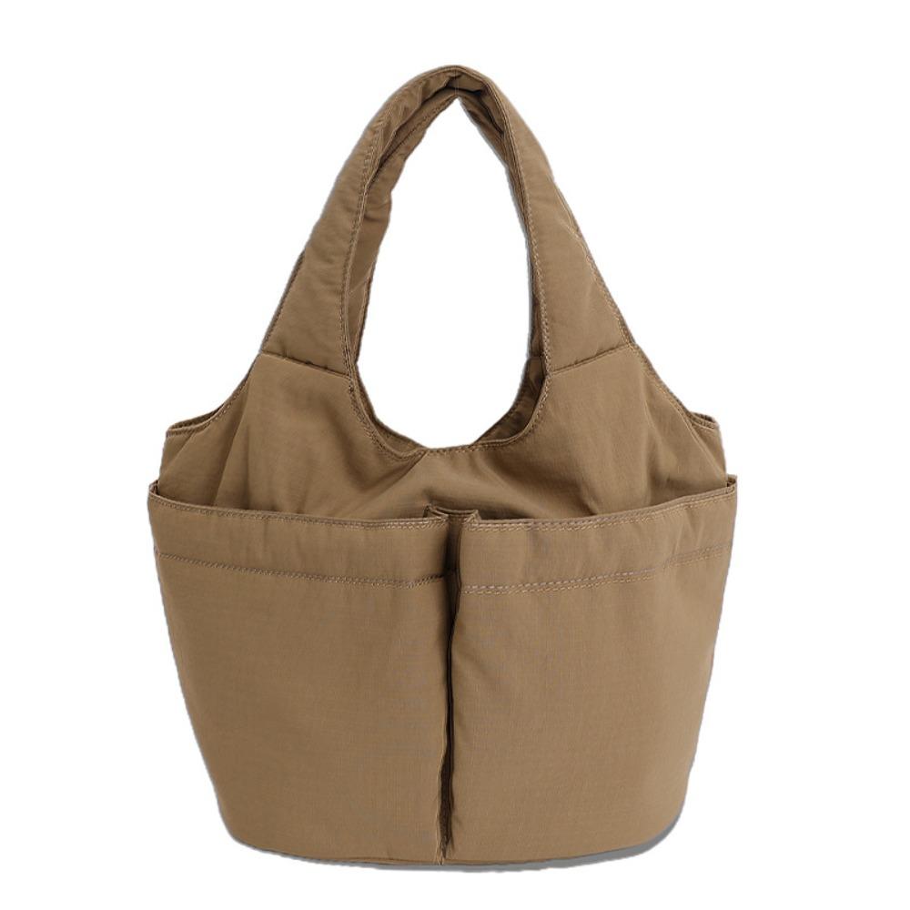 Multi-pouch Simple Commuting Tote Bag Large Capacity Solid Color Handbag Folded Bucket Bag Unisex
