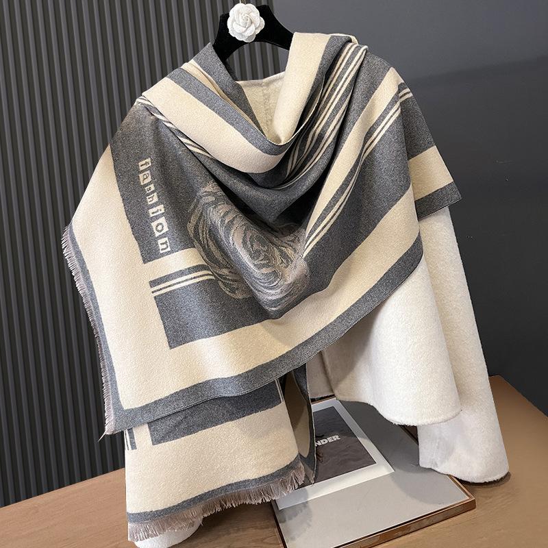 Scarf Women'S Cashmere Rose Cold Wind Double-Sided Versatile Shawl Air Conditioner Warm Scarf