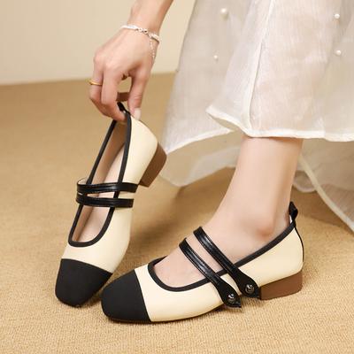 Французские туфли Мэри Джейн с плоской подошвой, темпераментные, женские, с квадратным носком, на толстом каблуке, неглубокие балетки, модные, универсальные, zapatos mujer