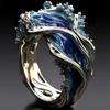 Wave Resin Fashion Diamond Set Women's Open Ring