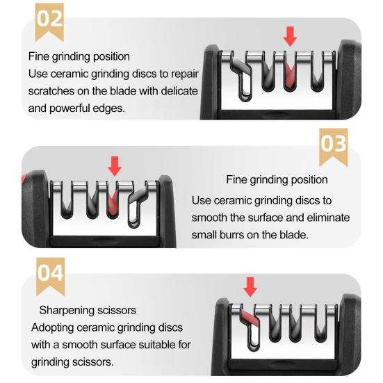Kitchen Cutter Sharpener with 44989 Grooves Tungsten Steel Sharpener with Plastic Handle Multifunctional Manual Grinder for Scissors Cutter