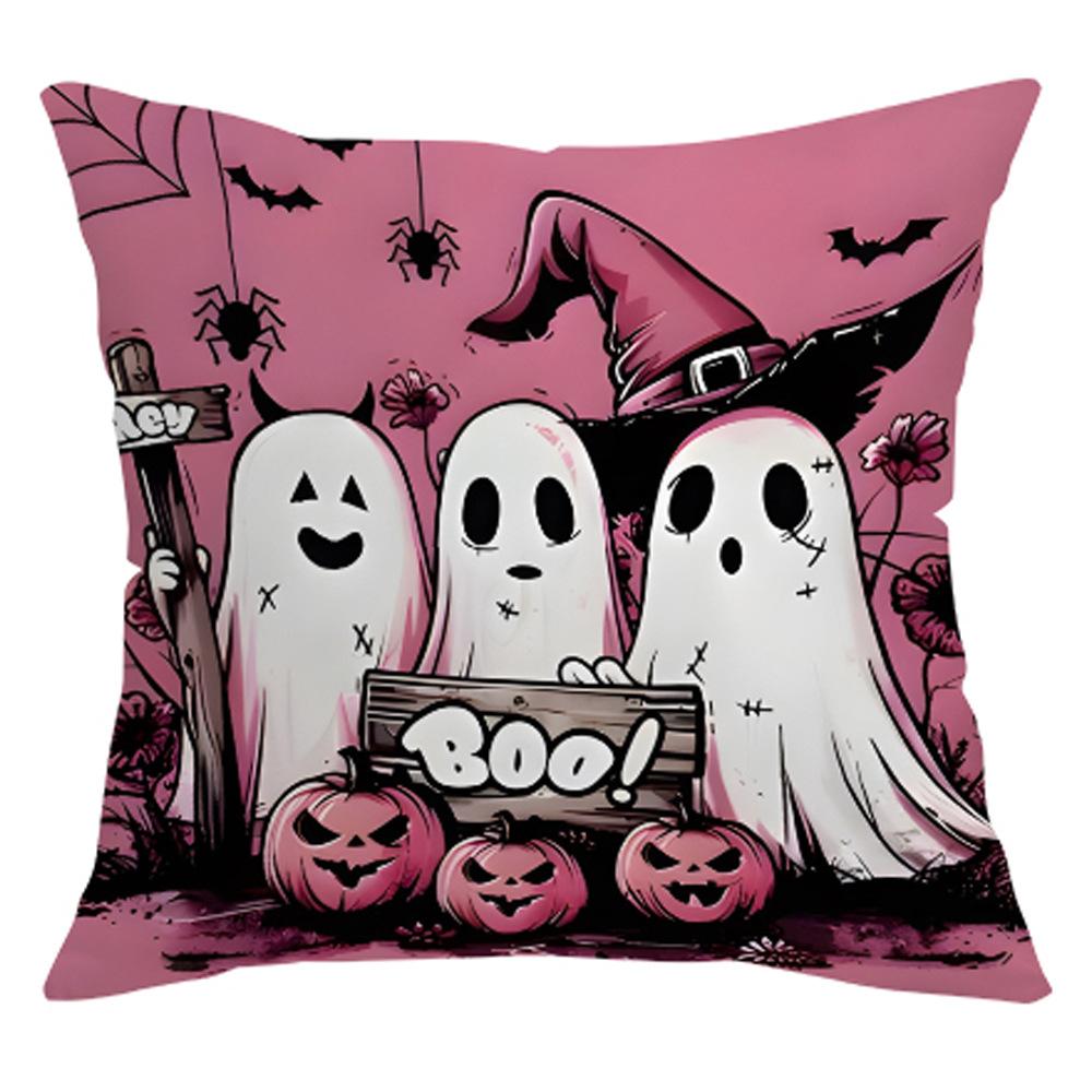 New Pink Halloween Trick or Treat Ghost Decorative Cushion Pillow Cover