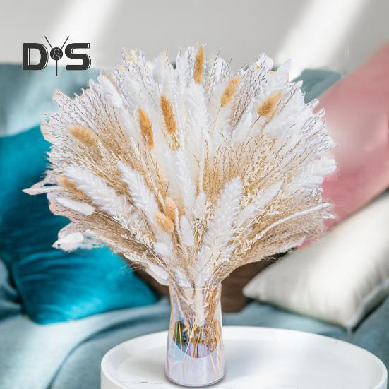 95Pcs Eco-friendly Pampas Grass Bouquet UV Resistant Great Boho Dried Floral Arrangement Pampas Grass Bouquet