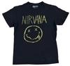 Nirvana Логотип Смайлик Курт Кобей Черная Футболка Взрослый Размер Средний (2017)