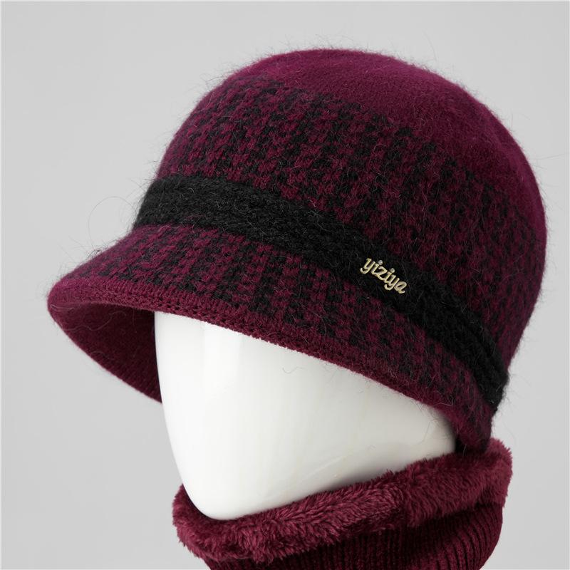Hat Female Season Mom Grandma Rabbit Hair Thermal Basin Hat Fleece Thickened Old Lady Wool Hat