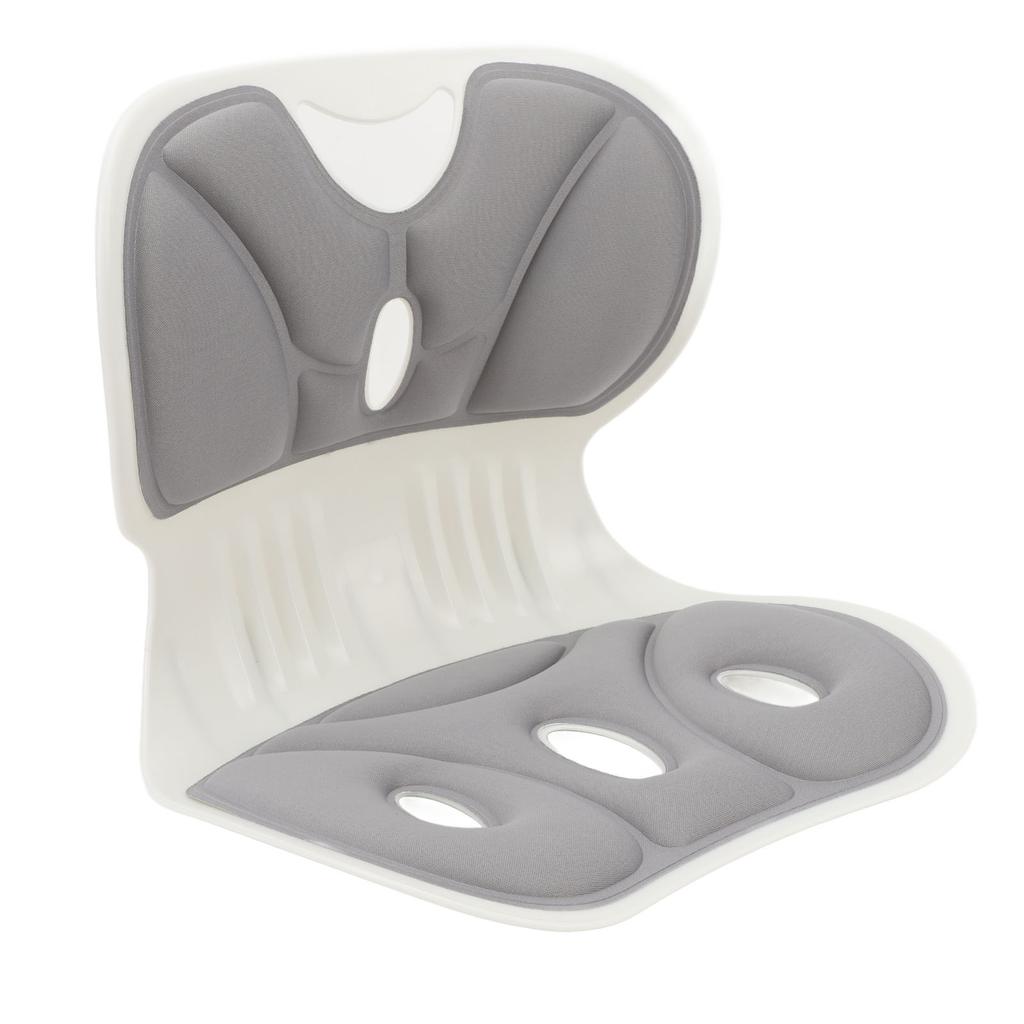 Back and Lumbar Support Breathable Fabric Petal Shaped Office Chair Seating Cushion Gray