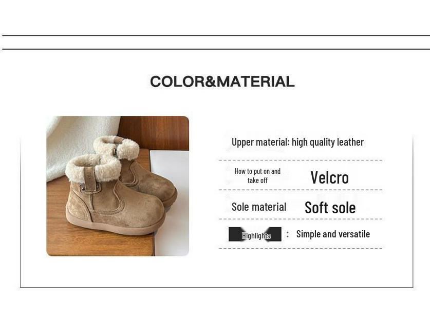 Warm Cotton Camel Snow Boots for Babies and Girls - Winter 2025 Edition with Extra Velvet Lining