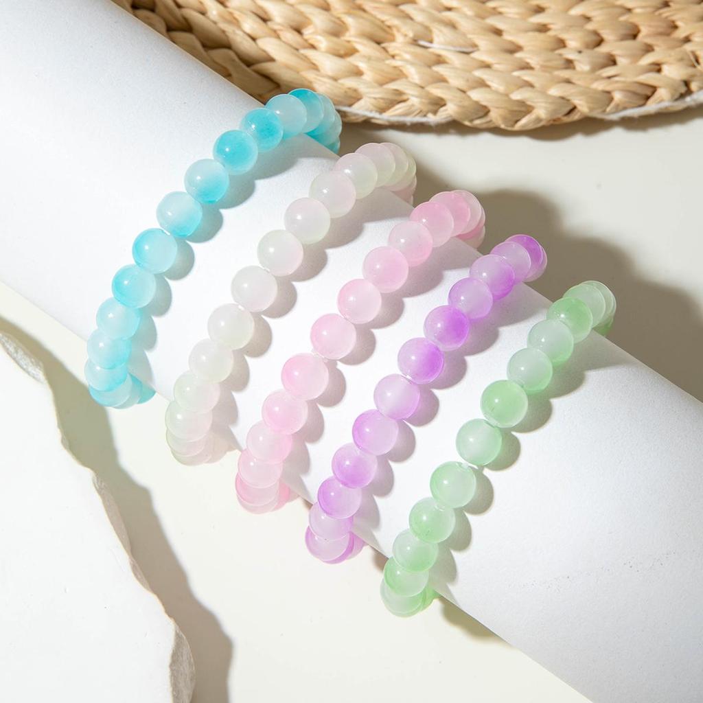 Cross Border Fashion Versatile Color Blended Glass Bead Bracelet for Women's Summer Coolness Jewelry Bead Bracelet Set