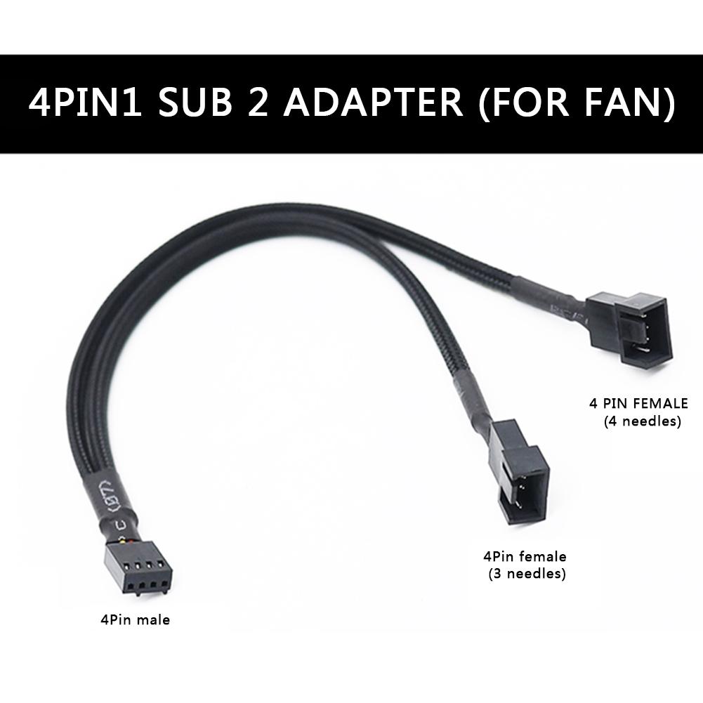 4 Pin Y Splitter Cable 4 Pin PWM Female to 3/4 Pin Motherboard CPU Fan PC Case Fan Extension Adapter Cable Fan Cooling Accessory