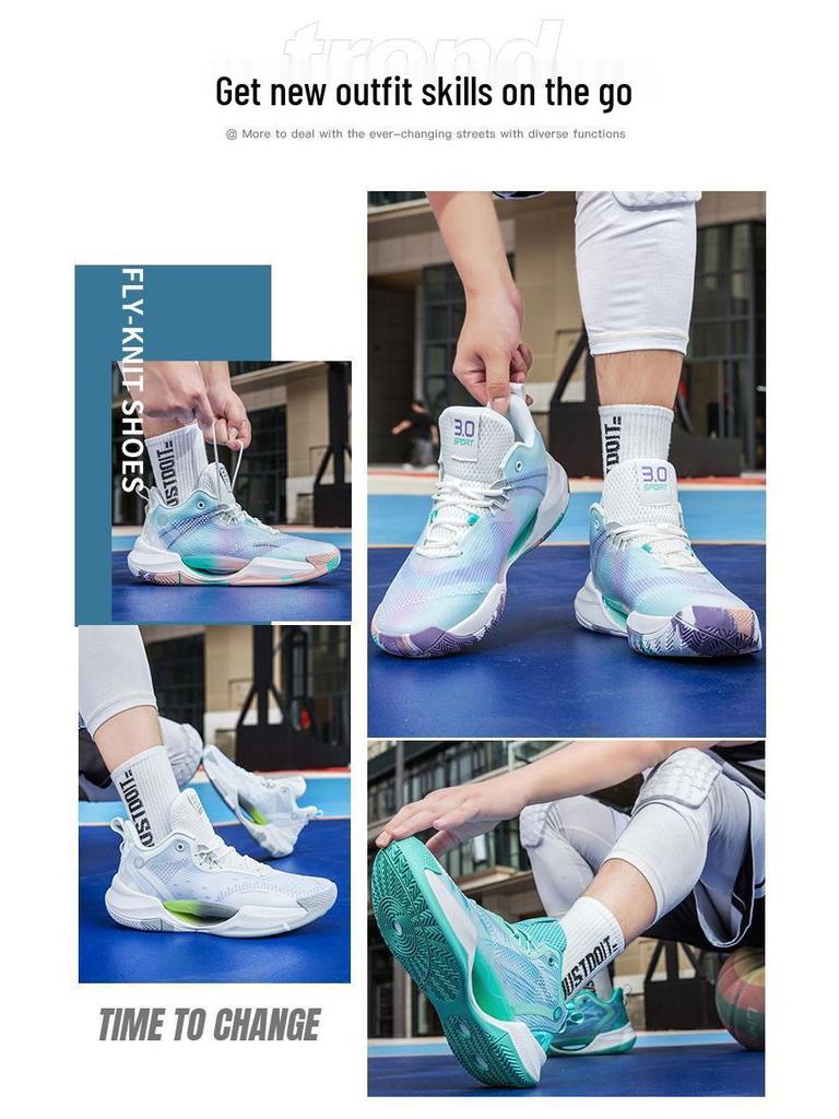 Осенние Нескользящие Амортизирующие Легкие Баскетбольные Кроссовки - Износостойкие и Дышащие, Универсальные для Студентов со Светящейся Деталью