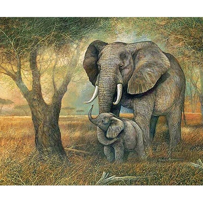 DIY Слон 5D Алмазная картина Полный круглый дрель Животные Наборы для алмазной вышивки Мозаика Домашний декор Стены Искусства Подарок